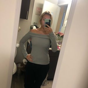 Gray off the shoulder top